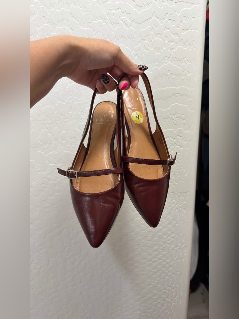DV by Dolce Vita Burgundy Pointed Slingback Mules with Mary Jane Strap